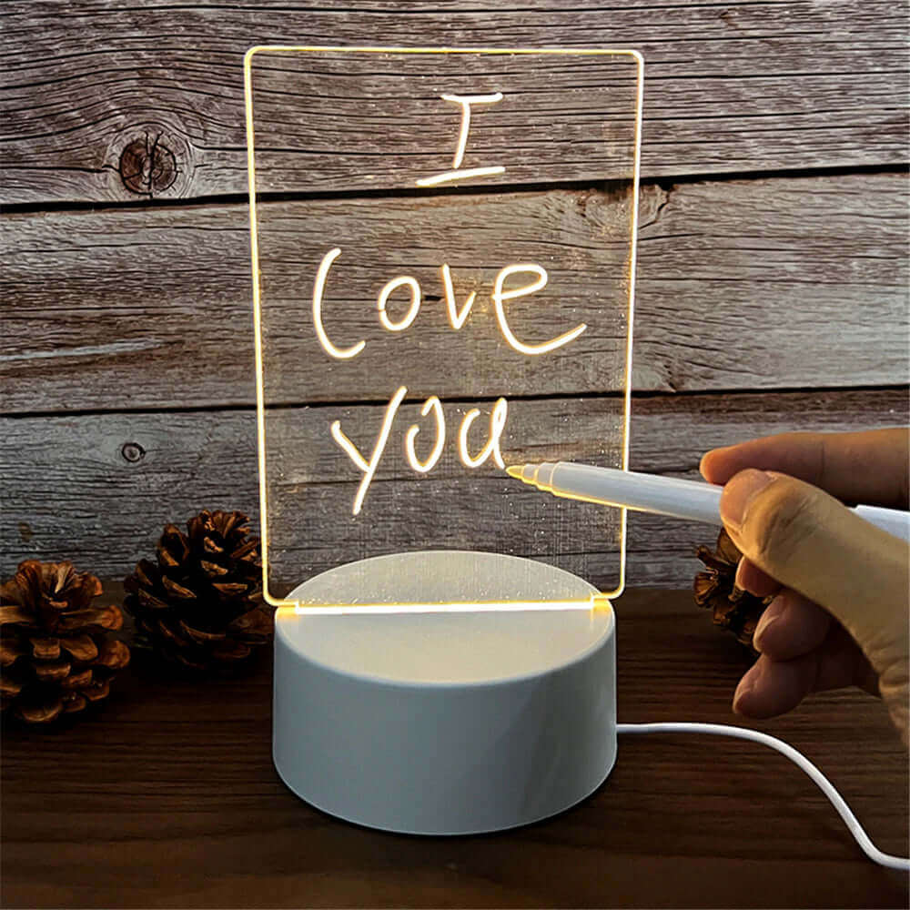 Transparent Luminous LED Night Lights USB Luminous Acrylic Night Light Erasable Write Message Board Calendar Desktop Ornaments -  from PurelyFreshAir | Available at PurelyFreshAir