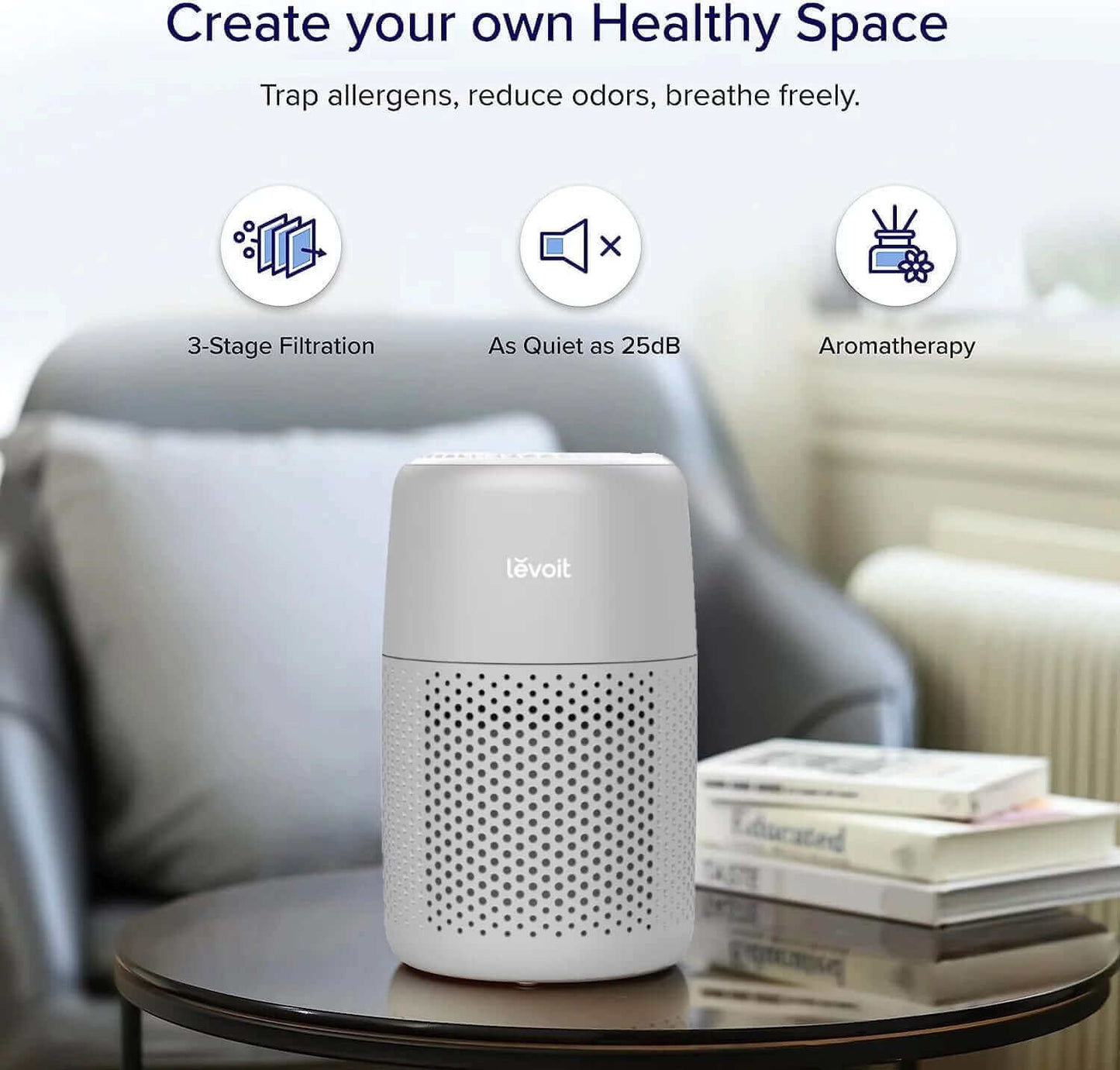 Desktop HEPA Air Purifier with Aroma for Bedroom & Office (178 Sq. Ft), Core Mini, Gray. -  from My Store | Available at PurelyFreshAir