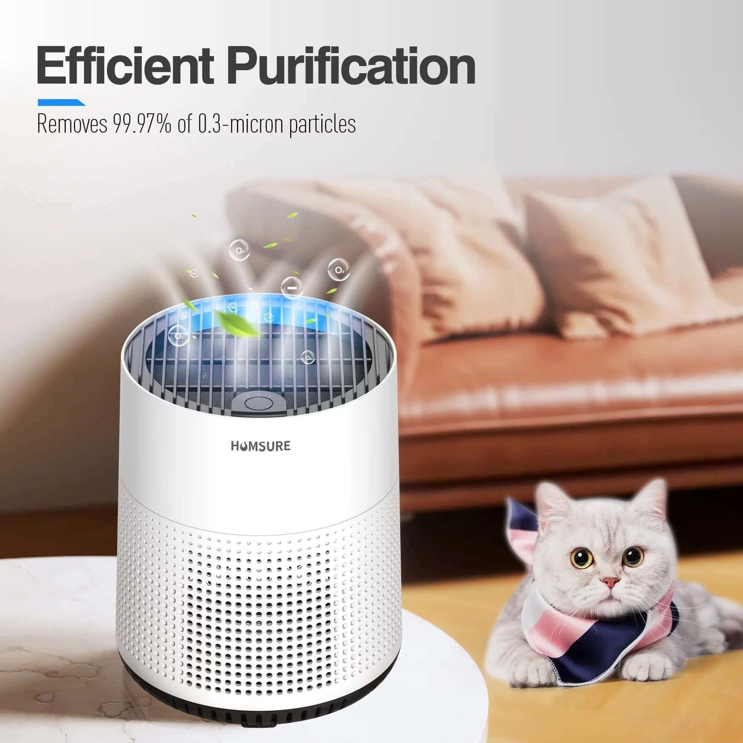 Air Purifier, 300 Sq.Ft Air Purifiers for Bedroom, H13 True HEPA Filter, Remove 99.9% Smoke Dust, White, HKJ-50A -  from My Store | Available at PurelyFreshAir