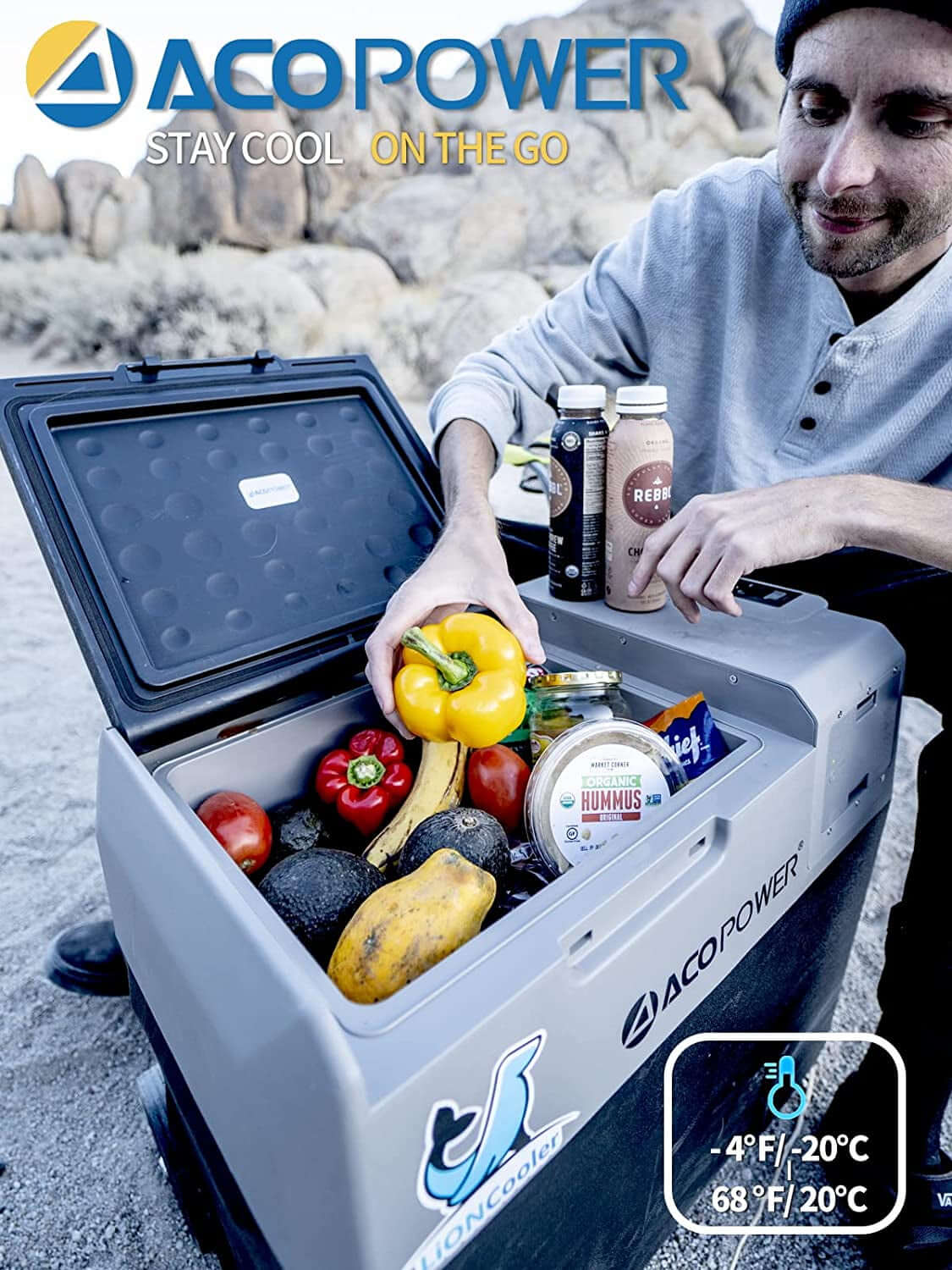 &Lioncooler 12V Car Refrigerator-32 Quart/30L Portable Freezer with App Control, Rechargeable Battery, and Electric Compressor Cooler for RV, Boat, and Camping -  from PurelyFreshAir | Available at PurelyFreshAir