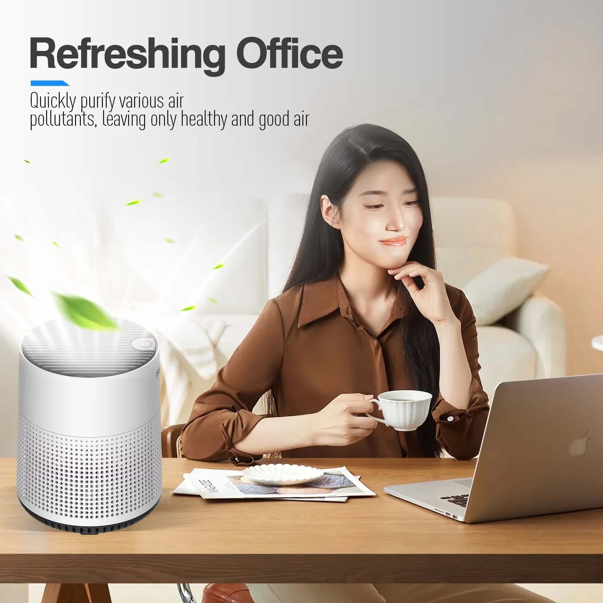 Air Purifier, 300 Sq.Ft Air Purifiers for Bedroom, H13 True HEPA Filter, Remove 99.9% Smoke Dust, White, HKJ-50A -  from My Store | Available at PurelyFreshAir