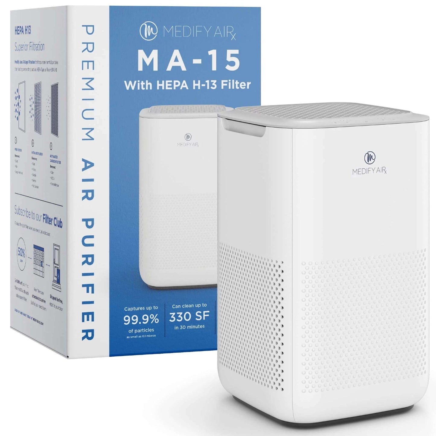 MA-15 Air Purifier with HEPA H13 Filters - 330 Sq Ft Coverage for Smoke - White, 1-Pack. -  from My Store | Available at PurelyFreshAir