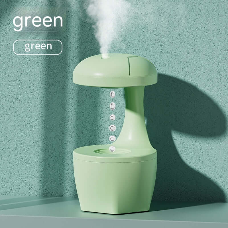 White anti-gravity humidifier with silent ultrasonic tech, minimalist design.