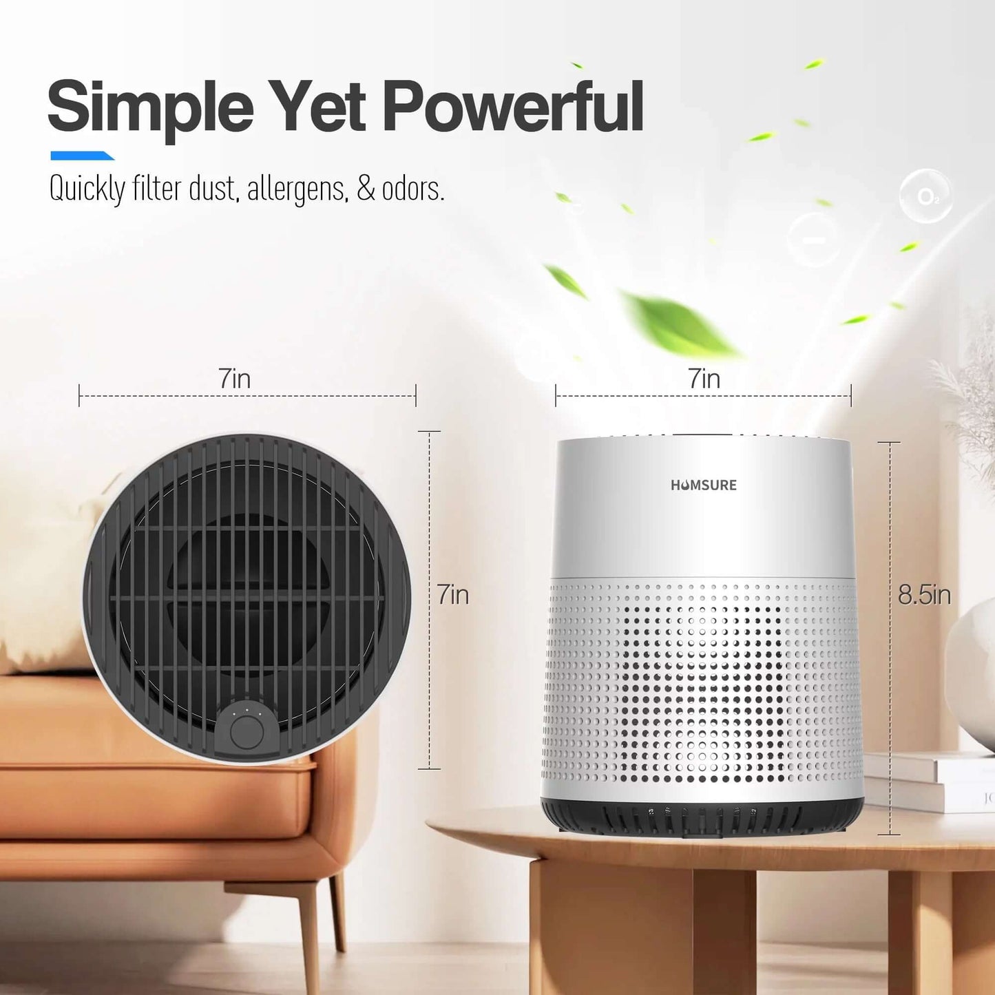 Air Purifier, 300 Sq.Ft Air Purifiers for Bedroom, H13 True HEPA Filter, Remove 99.9% Smoke Dust, White, HKJ-50A -  from My Store | Available at PurelyFreshAir