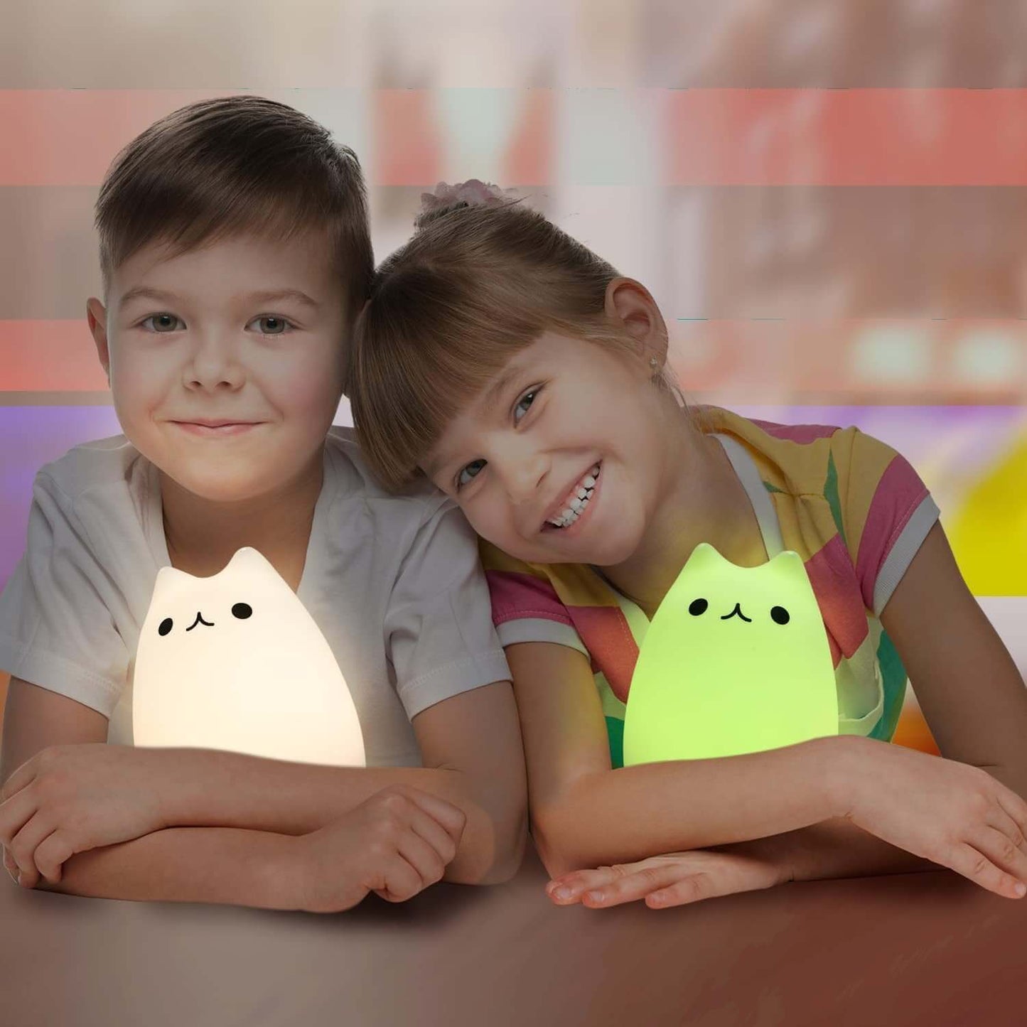 Cat Lamp,  Remote Control Silicone Kitty Night Light for Kids Toddler Baby Girls Rechargeable Cute Kawaii Nightlight , White , 4 Piece Set -  from PurelyFreshAir | Available at PurelyFreshAir