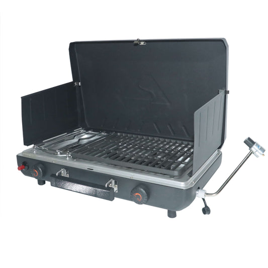 Propane 2-In-1 Portable 2 Burner Grill Camp Stove, Model GCT2220WB -  from PurelyFreshAir | Available at PurelyFreshAir