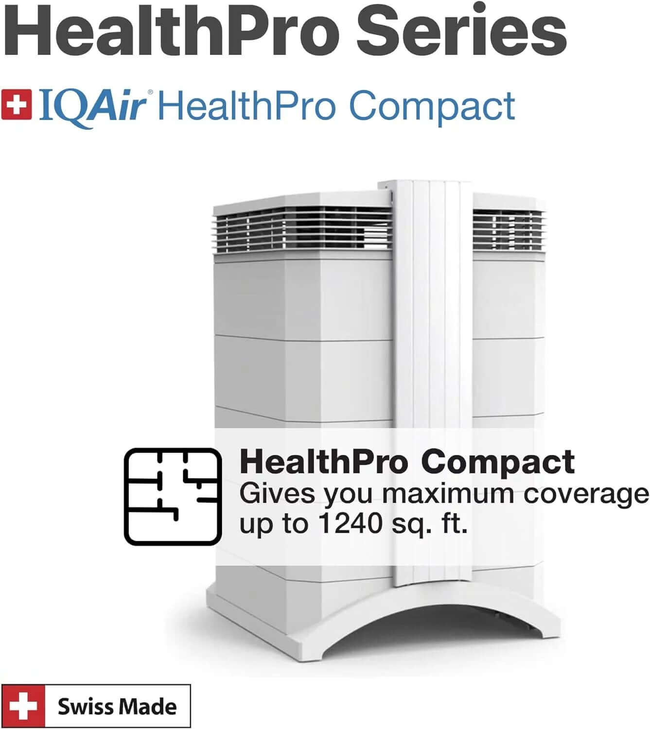 Healthpro Compact H14 Hyperhepa Air Purifer for Large Rooms up to 1240 Sq Ft - Filters Bacteria/Viruses, Smoke, Allergens, and Asthma Triggers -  from My Store | Available at PurelyFreshAir