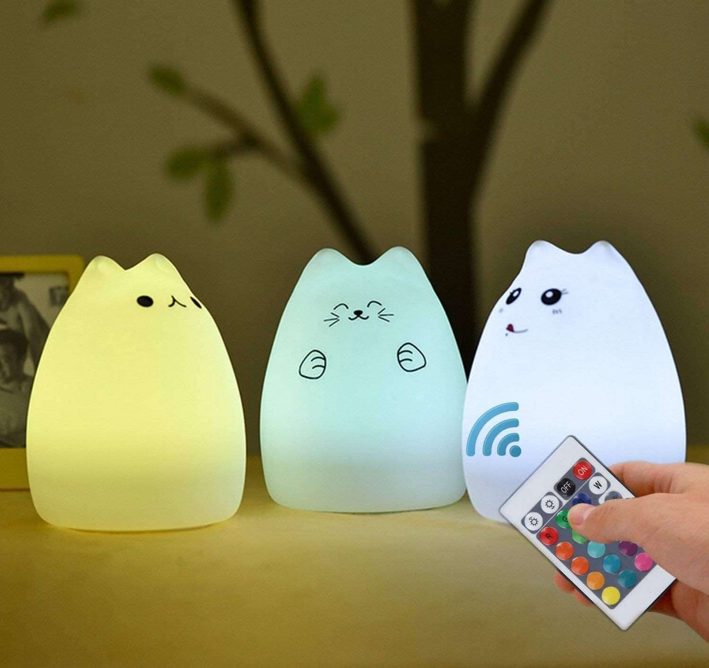 Cat Lamp,  Remote Control Silicone Kitty Night Light for Kids Toddler Baby Girls Rechargeable Cute Kawaii Nightlight , White , 4 Piece Set -  from PurelyFreshAir | Available at PurelyFreshAir