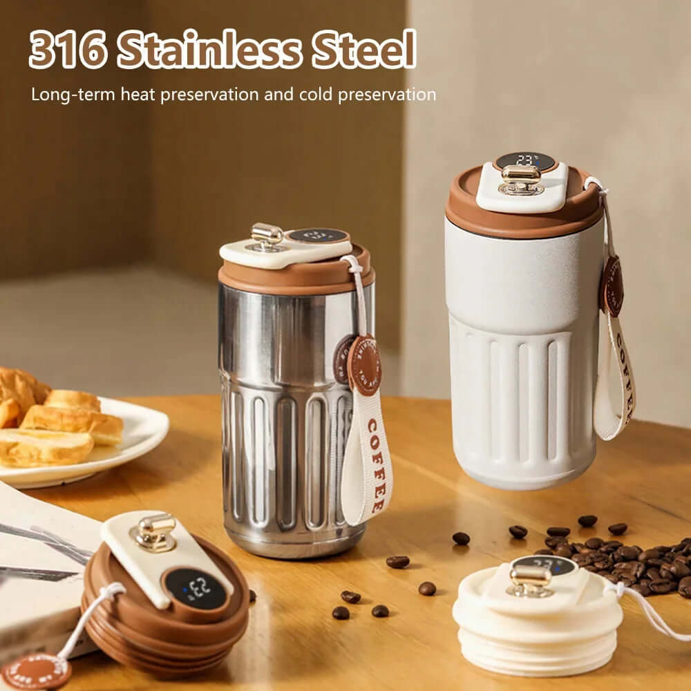 Smart Thermos Bottle LED Temperature Display Coffee Cup 316 Stainless Steel Tumbler Mug Portable Vacuum Flasks Thermoses -  from PurelyFreshAir | Available at PurelyFreshAir