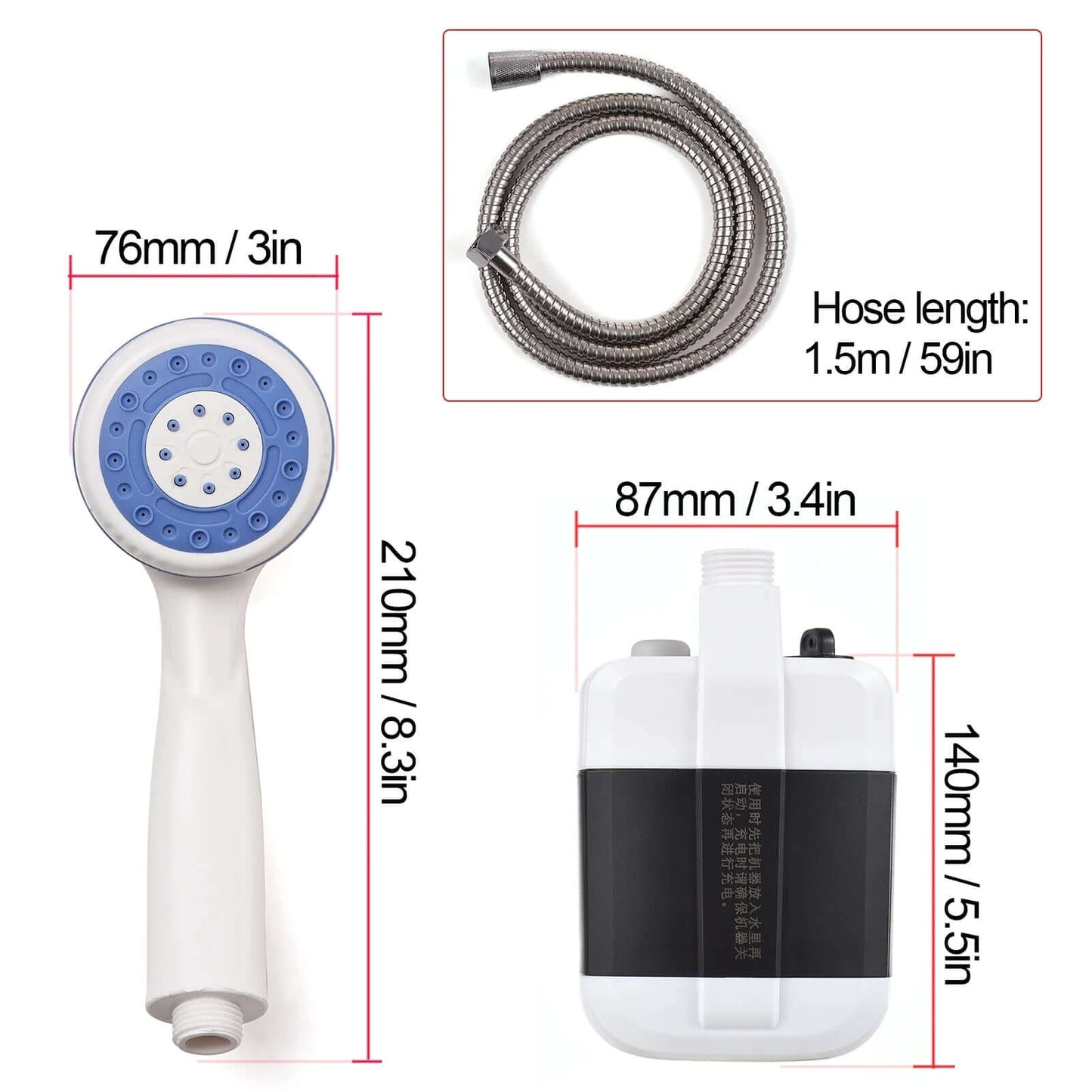 Portable Camping Shower Outdoor USB Rechargeable Electric Shower Pump for Camping Car Washing Gardening Pet Cleaning -  from PurelyFreshAir | Available at PurelyFreshAir