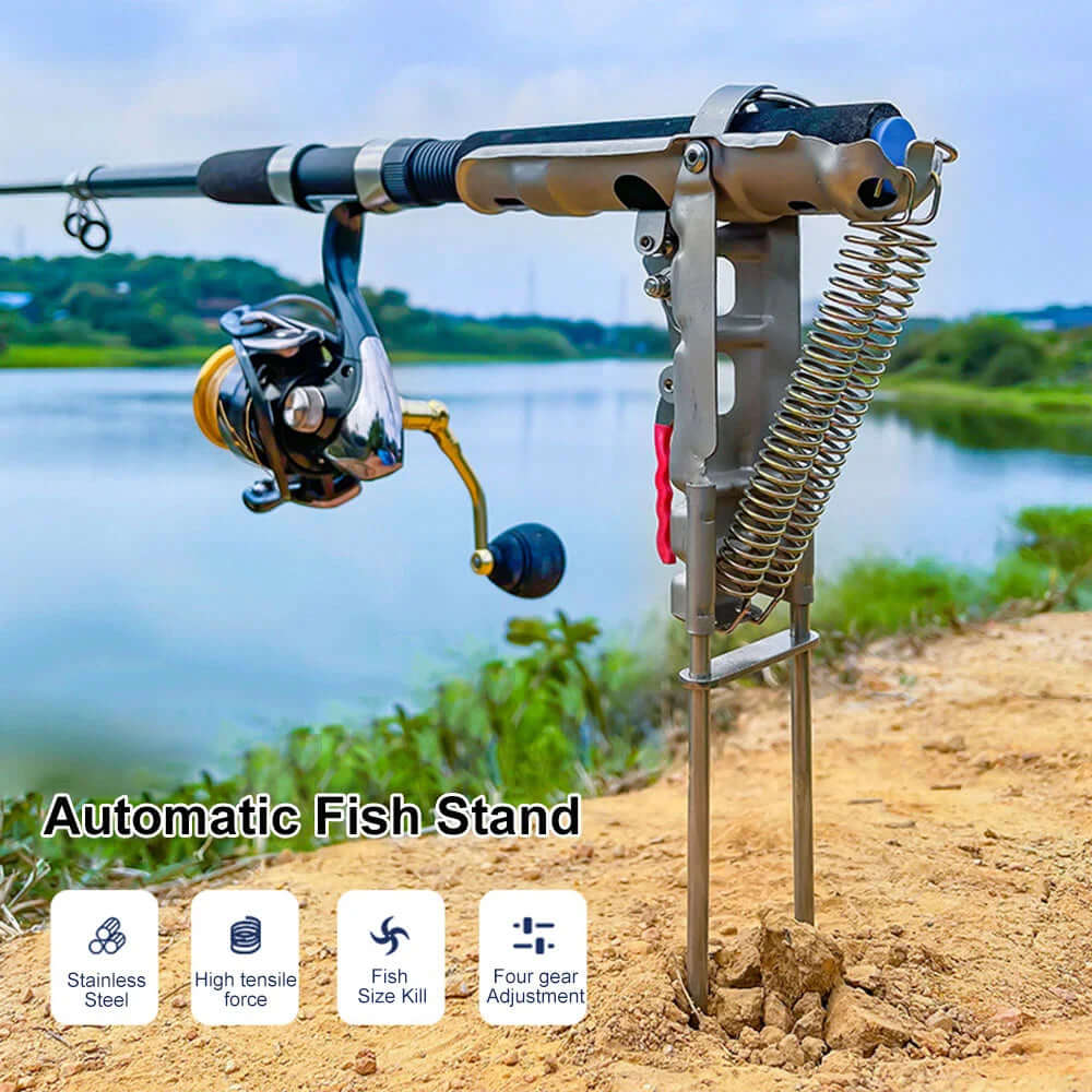 Fishing Rod Ground Holder Base Downhill Automatic Cane Support Stand Fish Pole Folding Holder Suitable Lakes Pond River Stream -  from PurelyFreshAir | Available at PurelyFreshAir