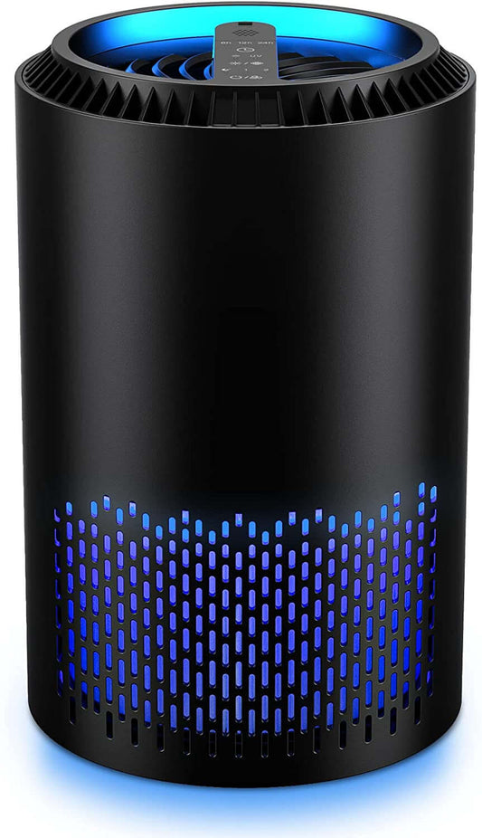 Air Purifiers, Air Purifier for Bedroom HEPA Air Filter for Smoke Pollen Dander Hair 22Db Quiet Air Cleaner for Home, Bedroom, Living Room, Kitchen - Black -  from PurelyFreshAir | Available at PurelyFreshAir