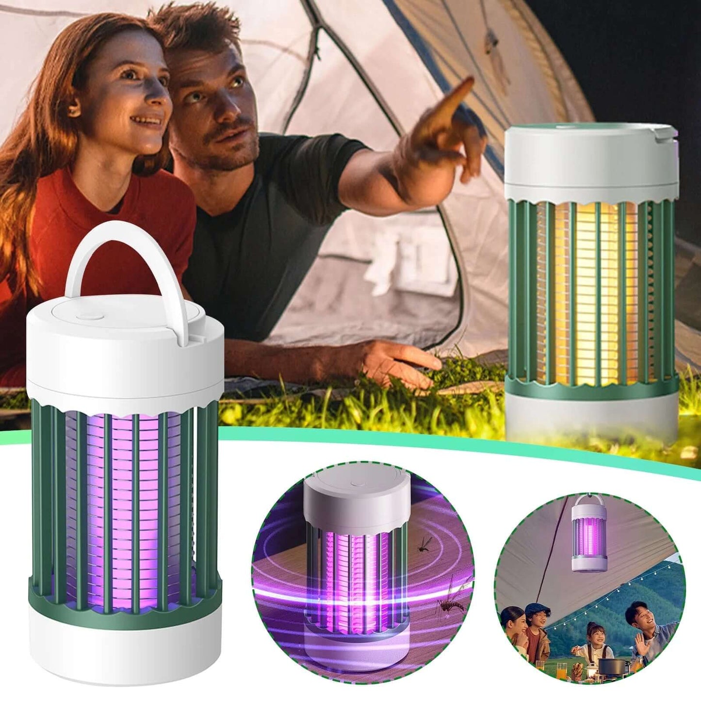 Bug Zapper Outdoor and Indoor, Mosquito Zapper, Fly Zapper, Electric Rechargeable Cordless Waterproof Mosquito Trap, Mosquito Killer Lamp for Home, Patio, Camping and RV, USB Battery Powered -  from PurelyFreshAir | Available at PurelyFreshAir