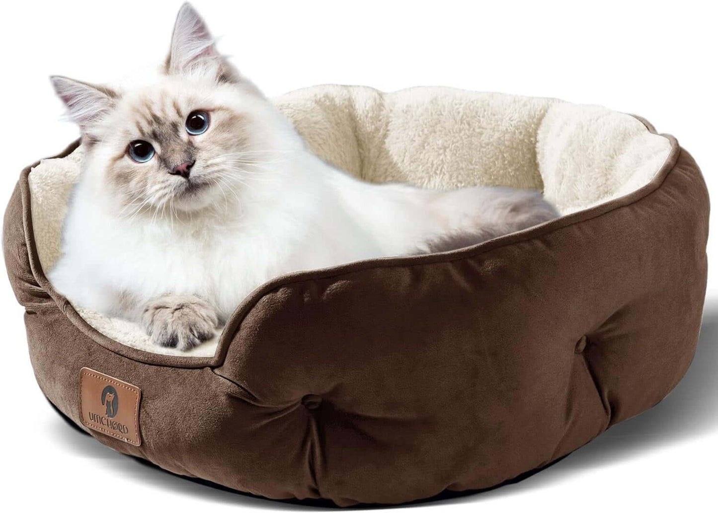 Small Dog Bed for Small Dogs, Cat Beds for Indoor Cats, Pet Bed for Puppy and Kitty, Extra Soft & Machine Washable with Anti-Slip & Water-Resistant Oxford Bottom, Brown, 20 Inches -  from PurelyFreshAir | Available at PurelyFreshAir